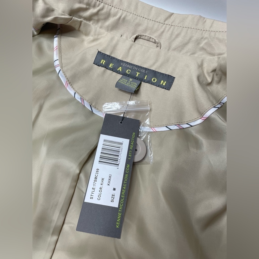 NWT Kenneth Cole Reaction Tan Khaki Belted Trench Coat Size Medium - Picture 6 of 9